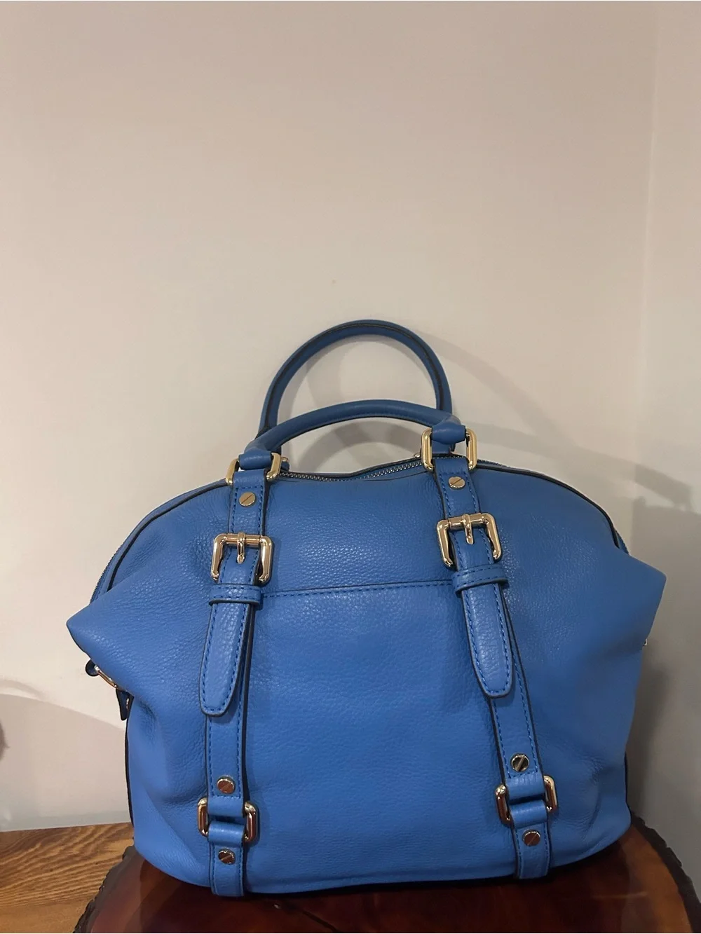 NWOT Michael Kors Bedford Leather Satchel with Gold MK Charm
